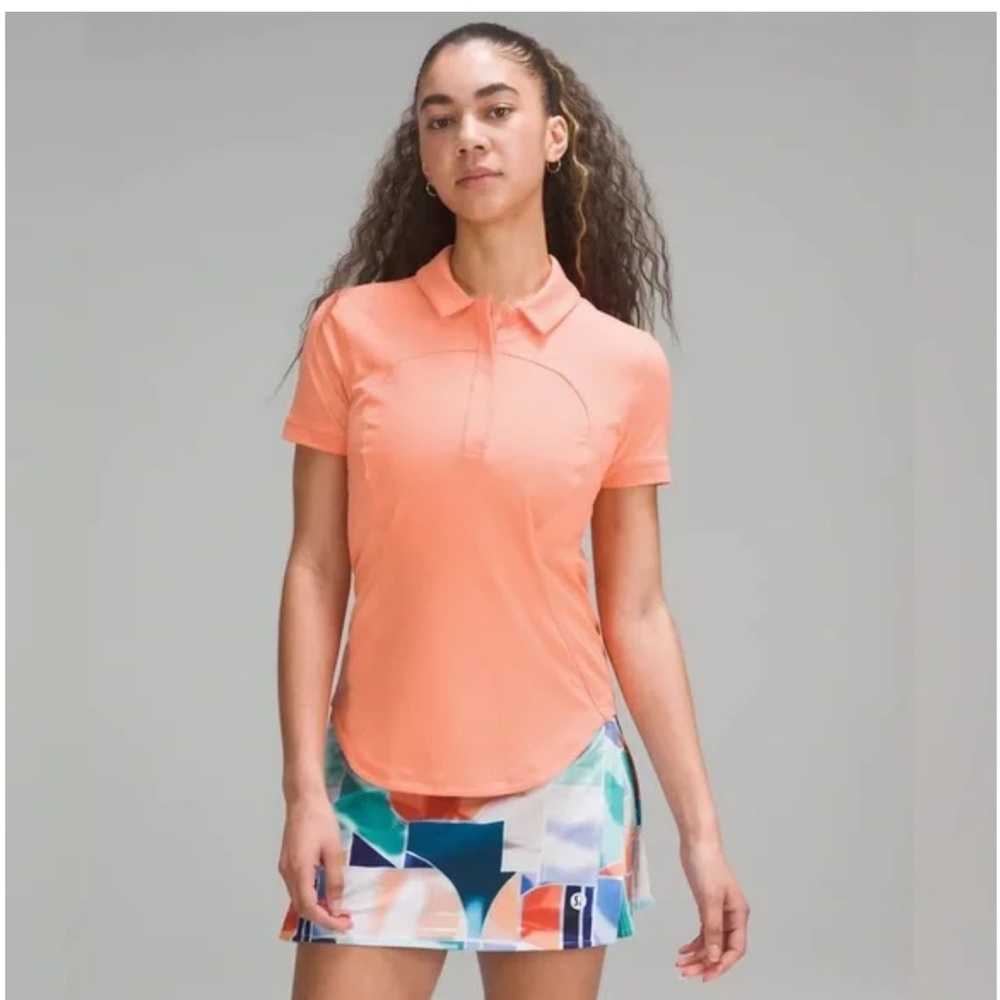Lululemon Quick Drying Short Sleeve Polo sz 6 Sunny Coral SUNC